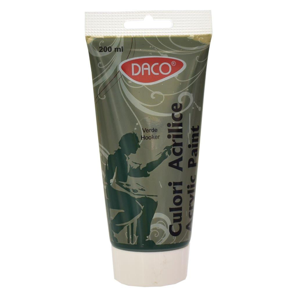 Tub vopsea acrilica DACO culoare Verde Hooker 200 ml pigment intens pentru pictura pe panza lemn si peisaje naturale