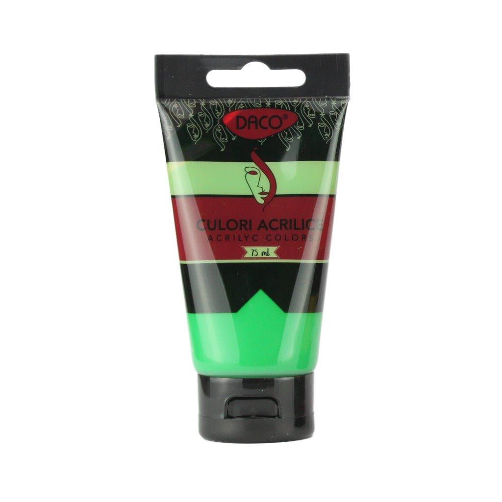 Tub vopsea acrilica DACO culoare Verde Mediu 75 ml pigment vibrant pentru pictura pe panza peisaje naturale si proiecte DIY creative