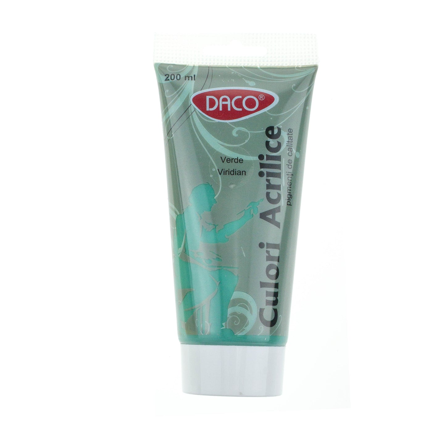 Tub vopsea acrilica DACO culoare Verde Viridian 200 ml pigment intens acoperire excelenta pentru pictura pe panza lemn si peisaje marine