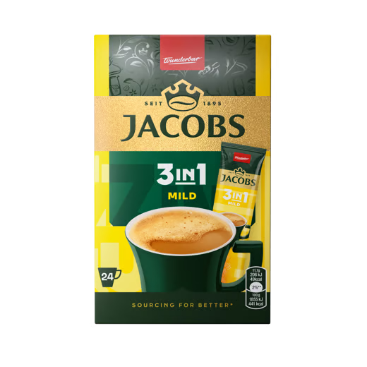 Cafea solubila Jacobs 3in1 Mild, 24 plicuri x 11,6 g