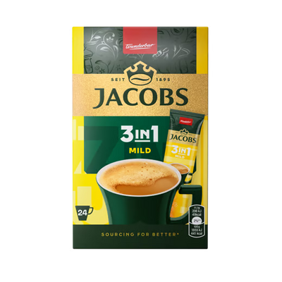 Cafea solubila Jacobs 3in1 Mild, 24 plicuri x 11,6 g