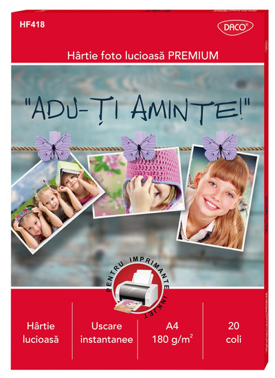 HARTIE FOTO A4 180G 20 COLI DACO HF418