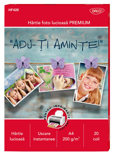 HARTIE FOTO A4 200G 20 COLI DACO HF420
