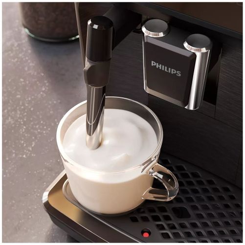 Espressor automat Philips Omnia Seria 1200 EP1220/00, 1500W, 15bar, 1.8l, Spumare manuală, Râșniță ceramică, Boabe și Măcinată, Fără filtru AquaClean, Afișaj tactil, Matte Black