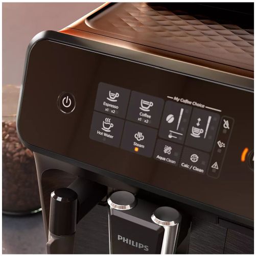 Espressor automat Philips Omnia Seria 1200 EP1220/00, 1500W, 15bar, 1.8l, Spumare manuală, Râșniță ceramică, Boabe și Măcinată, Fără filtru AquaClean, Afișaj tactil, Matte Black