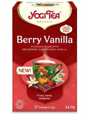 Ceai bio cu fructe de padure si vanilie, 17 pliculete 34,0g, Yogi Tea