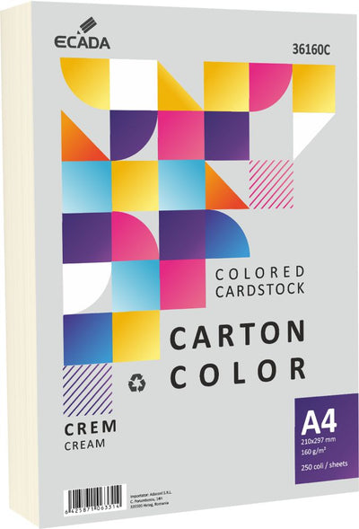 CARTON COLOR 160G/MP A4 250 COLI ECADA CREM 36160C