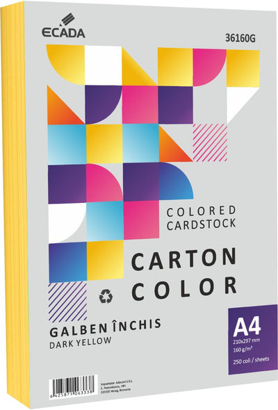 CARTON COLOR 160G/MP A4 250 COLI ECADA GALBEN INCHIS 36160G