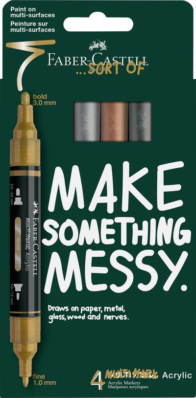 Blister 4 Markere Acrilice Multimark Culori Metalizate Faber-Castell