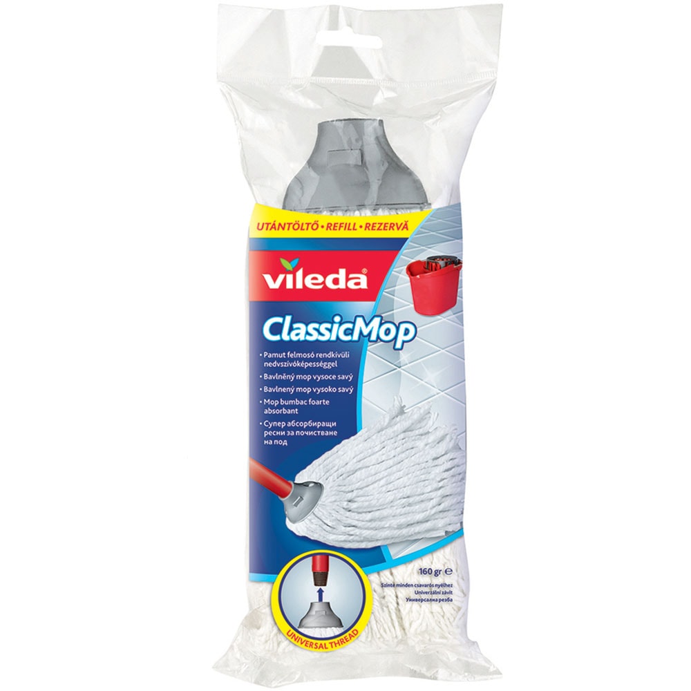 Rezervă Mop Bumbac Vileda Classic, 160g, Absorbție Ridicată, Filet Universal, Lavabilă