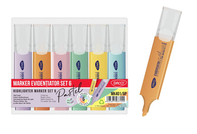 MARKER EVIDENTIATOR PASTEL SET 6 DACO MK401/6P
