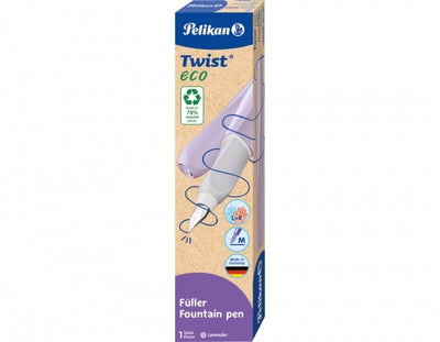 Stilou Twist Eco, lavanda, grip ergonomic, patron cerneala albastru, cutie carton, Pelikan