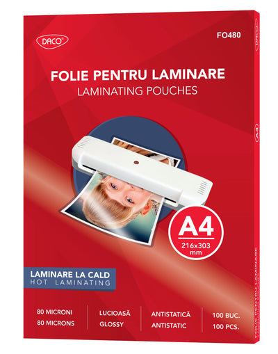 FOLIE LAMINARE A4 80 MICRONI 100/TOP DACO FO480