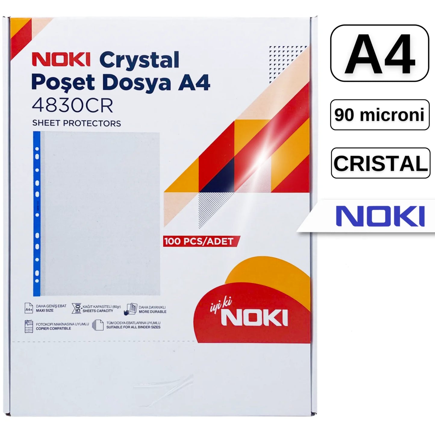 Folie Protectie A4 Cristal 90 Mic 100/Set Noki