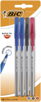 Pix Round Stic Exact, 0.7 mm, diverse culori, blister 4 buc/set BIC