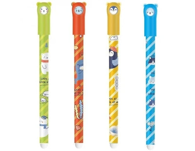 Roller cu cerneala termosensibila si guma, iErase S, Arctic Adventure, albastru cristal, 0.5 mm, M&G