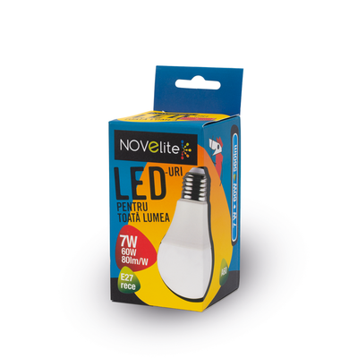 Bec LED A60 7W E27 6400K, Novelite