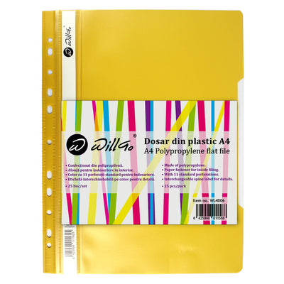 Dosar din plastic cu sina si 11 perforatii Willgo galben
