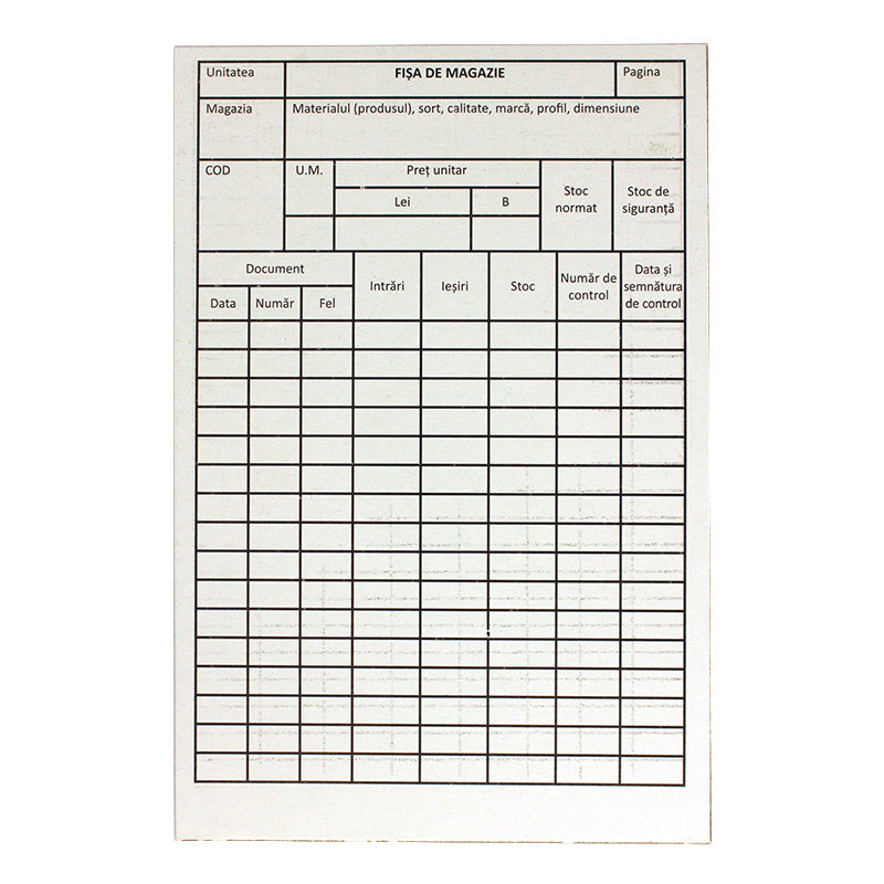 Fisa magazie carton duplex 250g A5