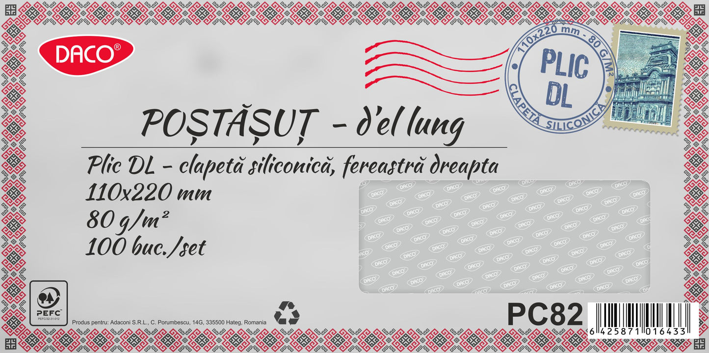 Plicurile DL siliconice DACO cu fereastră pe partea dreaptă sunt concepute pentru o organizare eficientă și un aspect profesional al corespondenței zilnice. Sunt ideale pentru trimiterea facturilor, ofertelor, documentelor tipărite, notificărilor sau altor comunicări oficiale, eliminând necesitatea tipăririi separate a adreselor.