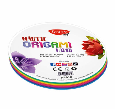 HARTIE ORIGAMI ROTUNDA 10CM  100/SET DACO HR910