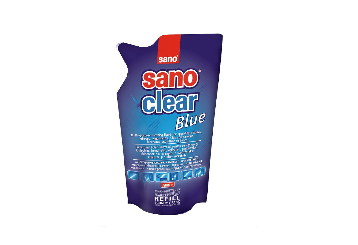 Solutie Curatat Geamuri Sanoclear Rezerva 750Ml - Blue