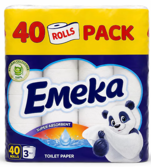 Hartie Igienica Emeka, 3 Straturi, Set 40 Role, Super Absorbanta