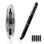 Stilou retractabil Writech corp negru cu cutie cadou si 5 patroane cerneala albastre