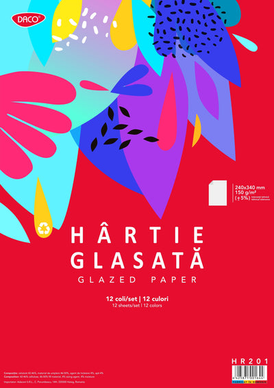 HARTIE GLASATA LUCIOASA 24X34CM 12 FILE/SET DACO