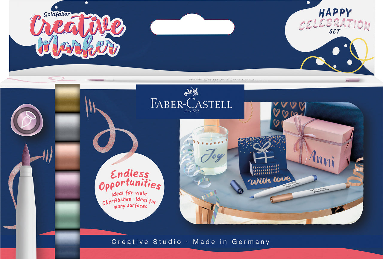 SET 6 MARKERE CREATIVE GOLDFABER CULORI METALIZATE HAPPY CELEBRATION FABER-CASTELL