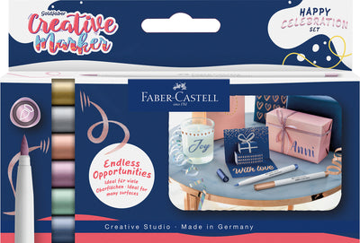 SET 6 MARKERE CREATIVE GOLDFABER CULORI METALIZATE HAPPY CELEBRATION FABER-CASTELL