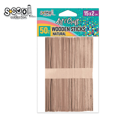 Accesorii craft, betisoare lemn, 15x1,8 cm, 50 buc/set - S-COOL