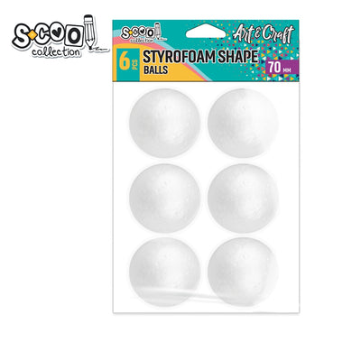 Accesorii craft, bile polistiren, 70 mm, 6 buc/set - S-COOL