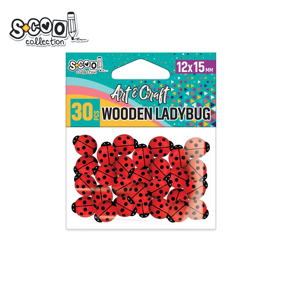 Accesorii craft, buburuze lemn, 12x15mm, 30 buc/set - S-COOL
