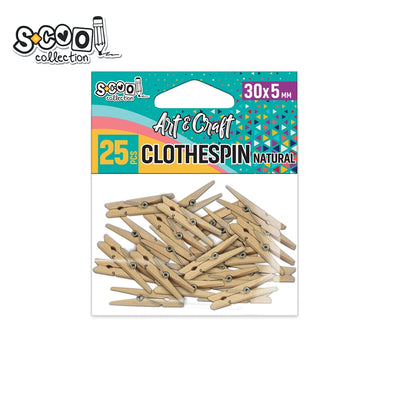 Accesorii craft, carlige lemn natur, 30x5 mm, 25 buc/set - S-COOL