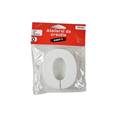 Accesorii craft, cifra 0 polistiren, 10 cm - COMPAS
