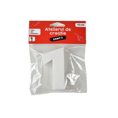 Accesorii craft, cifra 1 polistiren, 10 cm - COMPAS