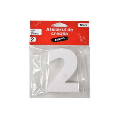 Accesorii craft, cifra 2 polistiren, 10 cm - COMPAS
