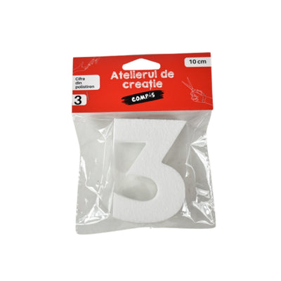 Accesorii craft, cifra 3 polistiren, 10 cm - COMPAS