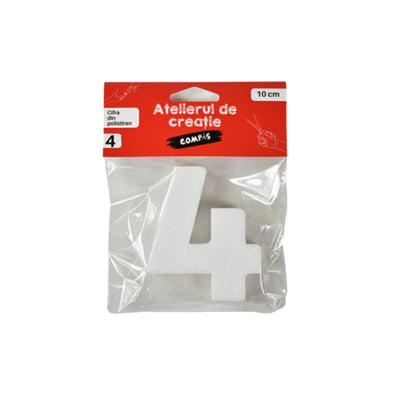 Accesorii craft, cifra 4 polistiren, 10 cm - COMPAS