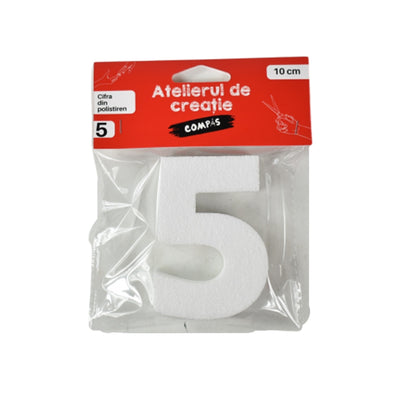 Accesorii craft, cifra 5 polistiren, 10 cm - COMPAS