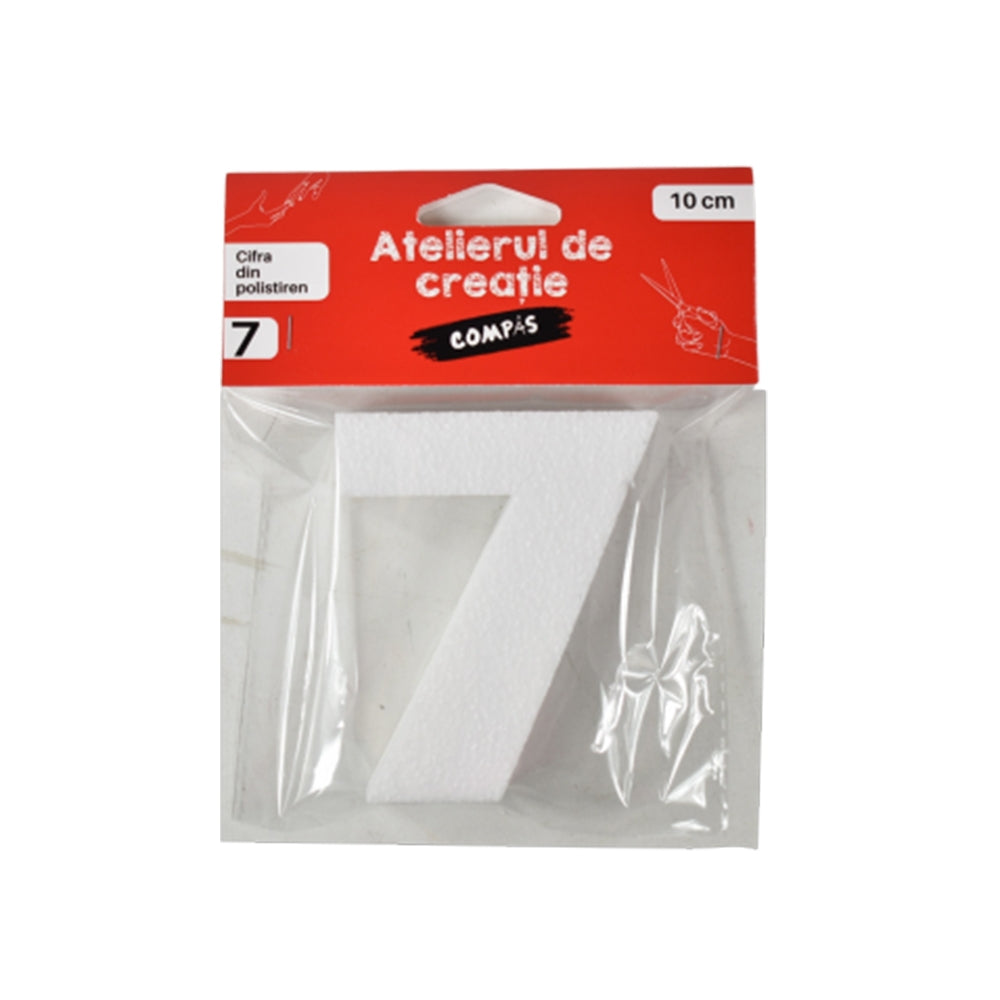 Accesorii craft, cifra 7 polistiren, 10 cm - COMPAS