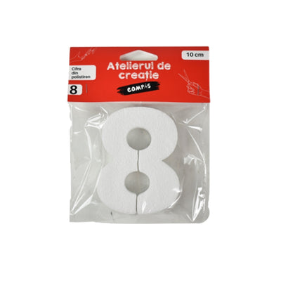Accesorii craft, cifra 8 polistiren, 10 cm - COMPAS