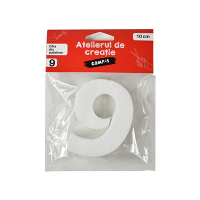 Accesorii craft, cifra 9 polistiren, 10 cm - COMPAS