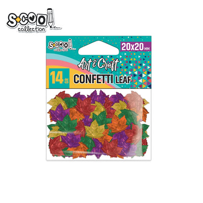 Pachet de 14 grame de confetti metalizate în formă de frunze multicolore, marca S-COOL, realizate din plastic rezistent pentru activități creative și decor petreceri