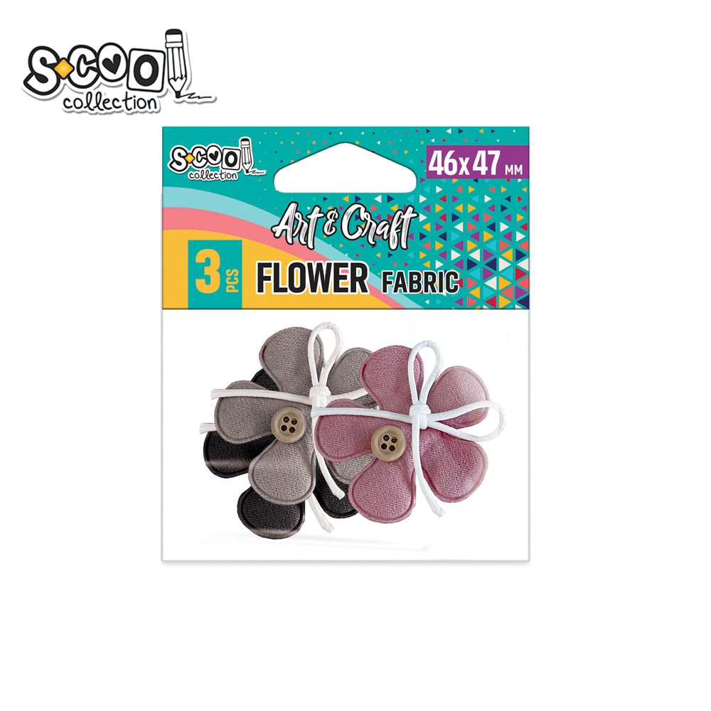 Accesorii craft, flori material textil, 46x47 mm, 3 buc/set - S-COOL
