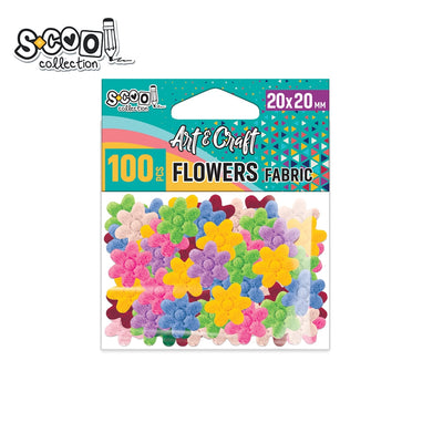 Accesorii craft, floricele material textil, 20x20mm, 100 buc/set - S-COOL
