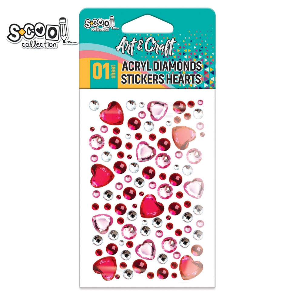 Accesorii craft, Inimioare acril, autoadezive - S-COOL