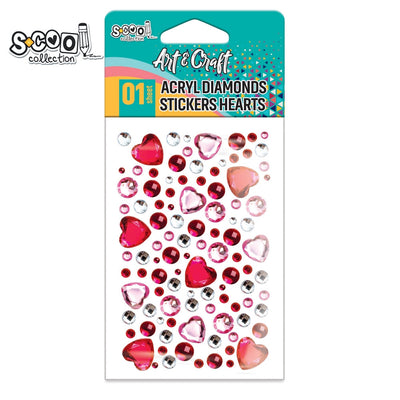 Accesorii craft, Inimioare acril, autoadezive - S-COOL