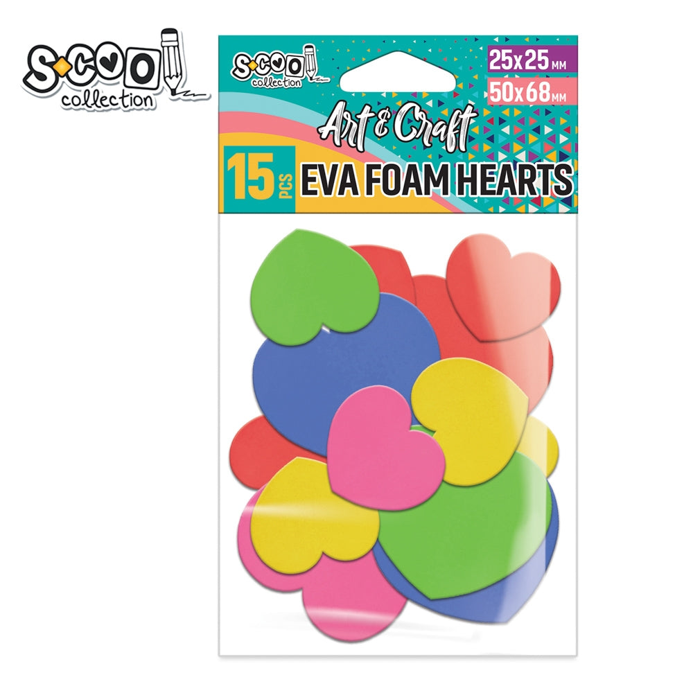 Accesorii craft, inimioare spuma EVA, 15 buc/set - S-COOL